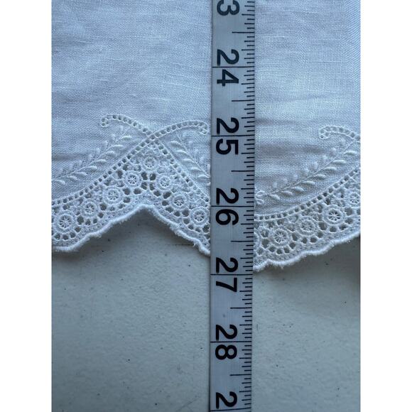 Eskandar Womens Linen Eyelet Trim Top One Size White Minimalist Lagenlook Boho - Picture 13 of 16